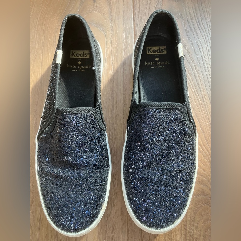 Kate Spade - Keds Navy Blue Glitter Slip-On Shoes
